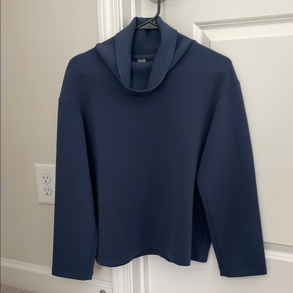 Outdoor Voices Blue Cowl Neck Sweater with Chunky Collar